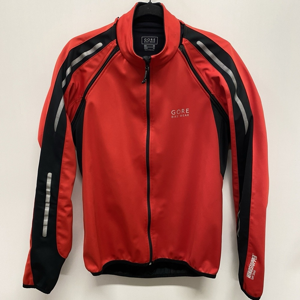 Gore Bike Wear Red Soft Shell Men's M Windstopper Convertible Cycling Jacket Top